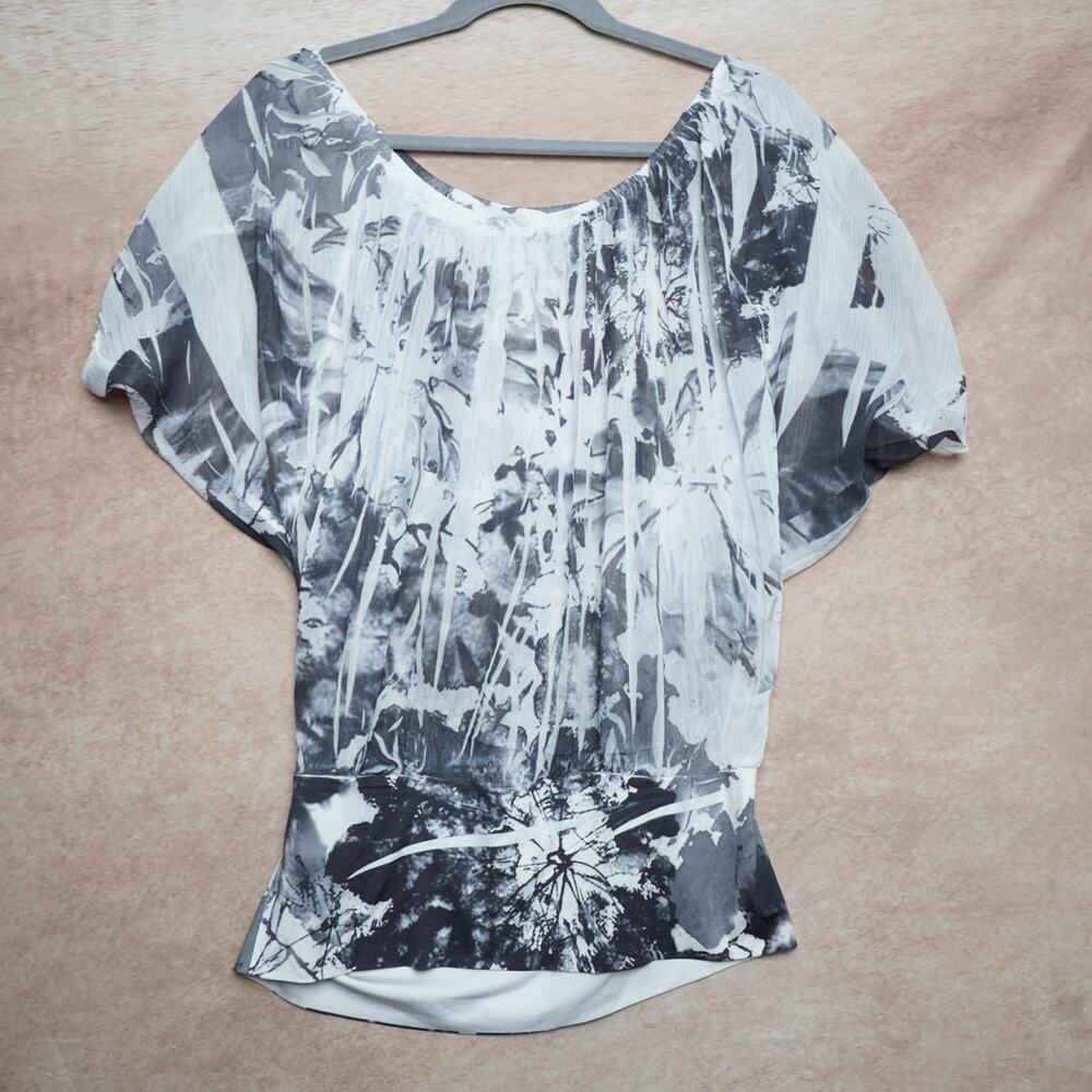 Charlotte Russe Abstract Chiffon Blouse M Y2K
